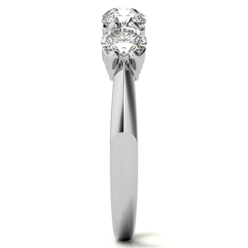 5-Stone Round Brilliant Moissanite Shared-Prong Ring 4mm 1.25ct