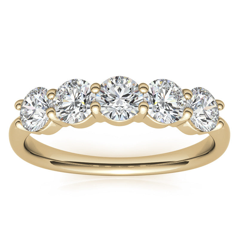 5-Stone Round Brilliant Moissanite Shared-Prong Ring 4mm 1.25ct