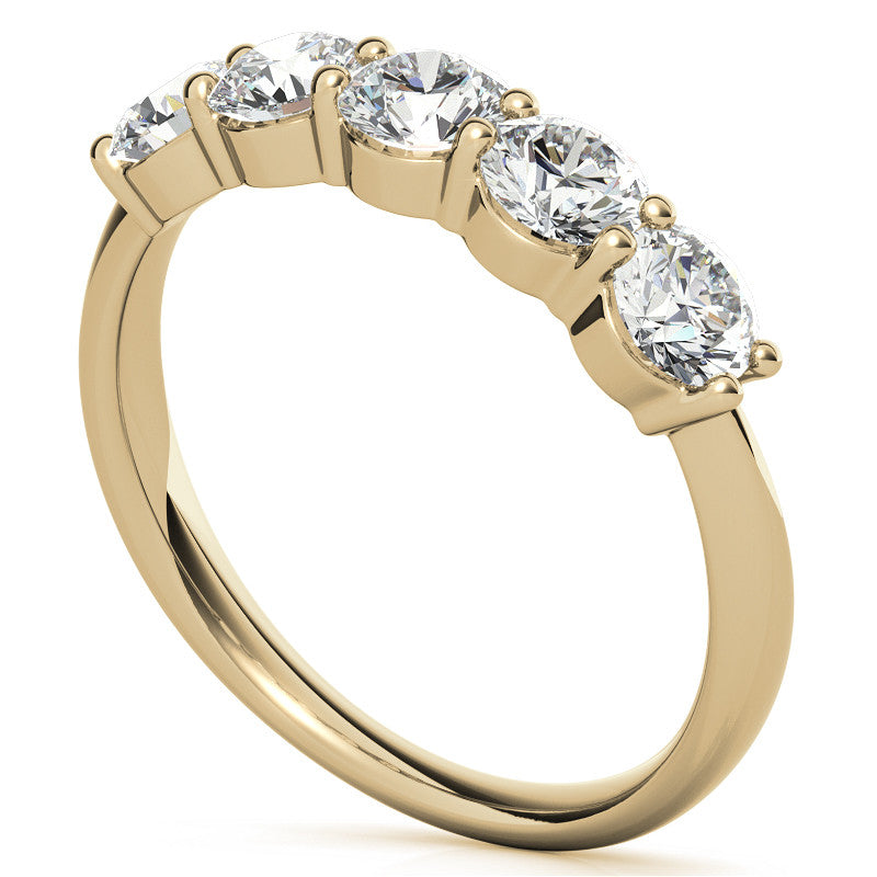 5-Stone Round Brilliant Moissanite Shared-Prong Ring 4mm 1.25ct