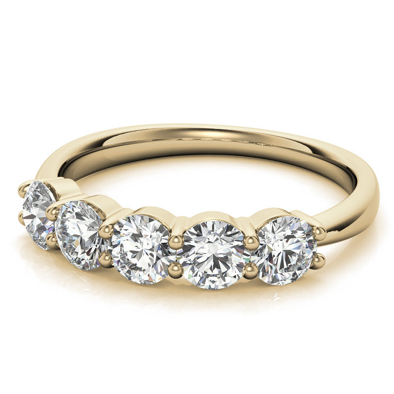 5-Stone Round Brilliant Moissanite Shared-Prong Ring 4mm 1.25ct