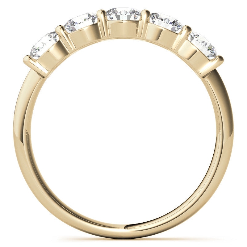 5-Stone Round Brilliant Moissanite Shared-Prong Ring 4mm 1.25ct