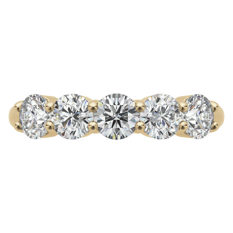 5-Stone Round Brilliant Moissanite Shared-Prong Ring 4mm 1.25ct