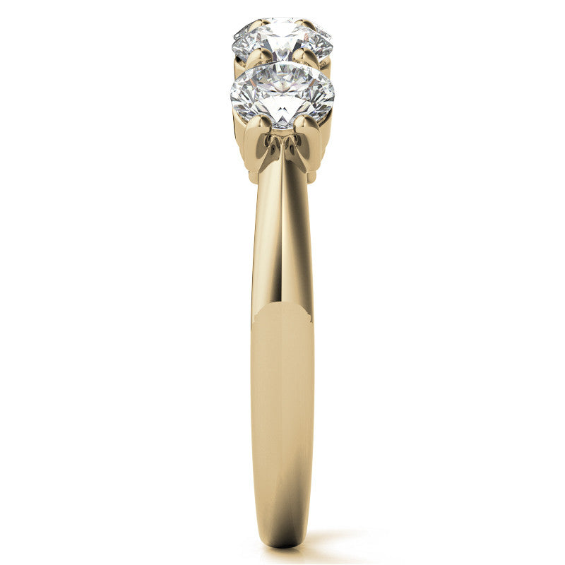 5-Stone Round Brilliant Moissanite Shared-Prong Ring 4mm 1.25ct