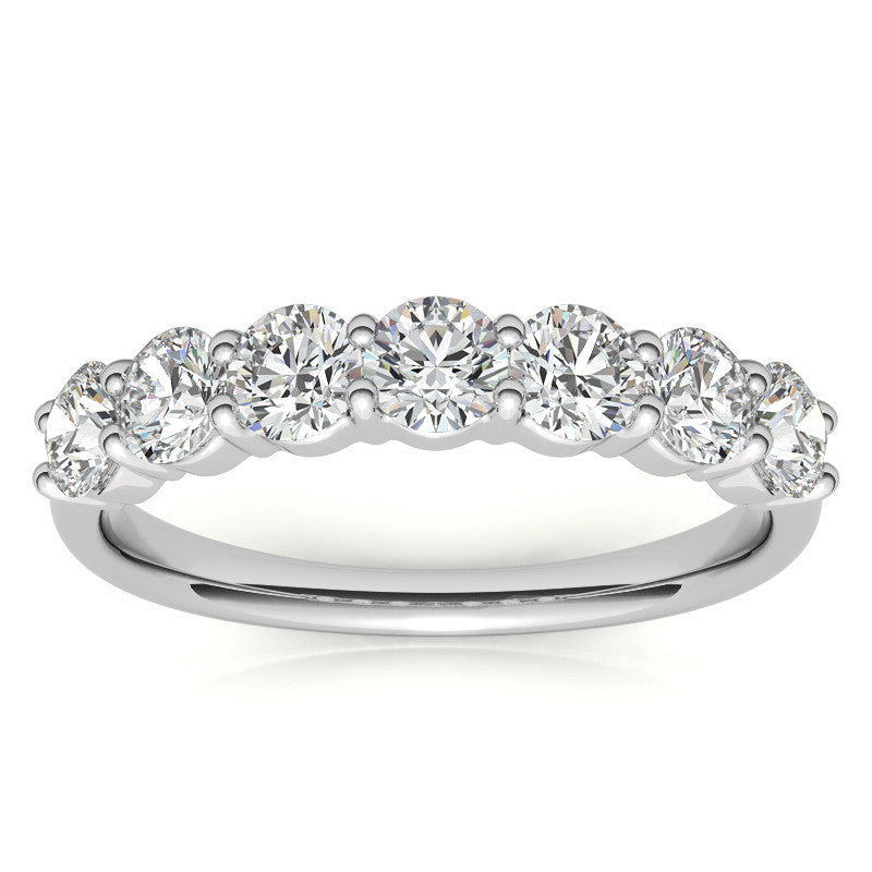 7-Stone Round Brilliant Moissanite Shared-Prong Ring - 3.5mm 1.05ct
