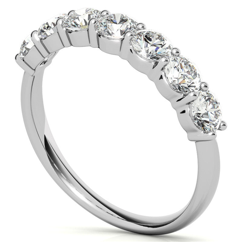 7-Stone Round Brilliant Moissanite Shared-Prong Ring - 3.5mm 1.05ct