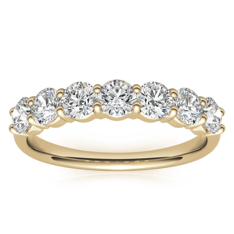 7-Stone Round Brilliant Moissanite Shared-Prong Ring - 3.5mm 1.05ct