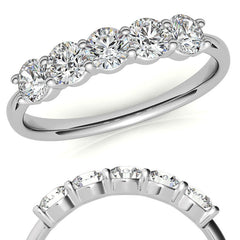 5-Stone Round Brilliant Moissanite Shared-Prong Ring 3.5mm 0.75ct