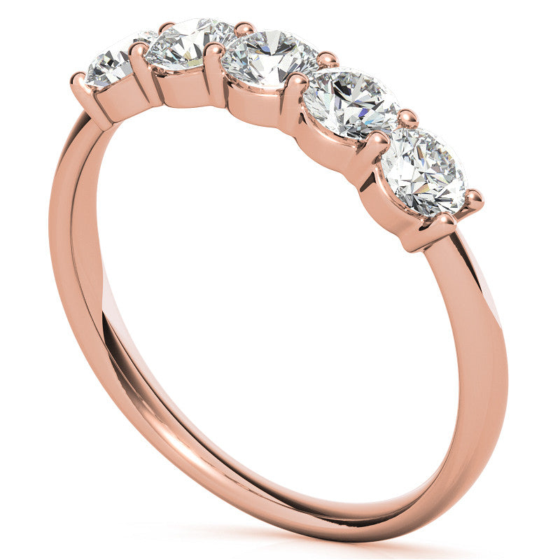 5-Stone Round Brilliant Moissanite Shared-Prong Ring 3.5mm 0.75ct