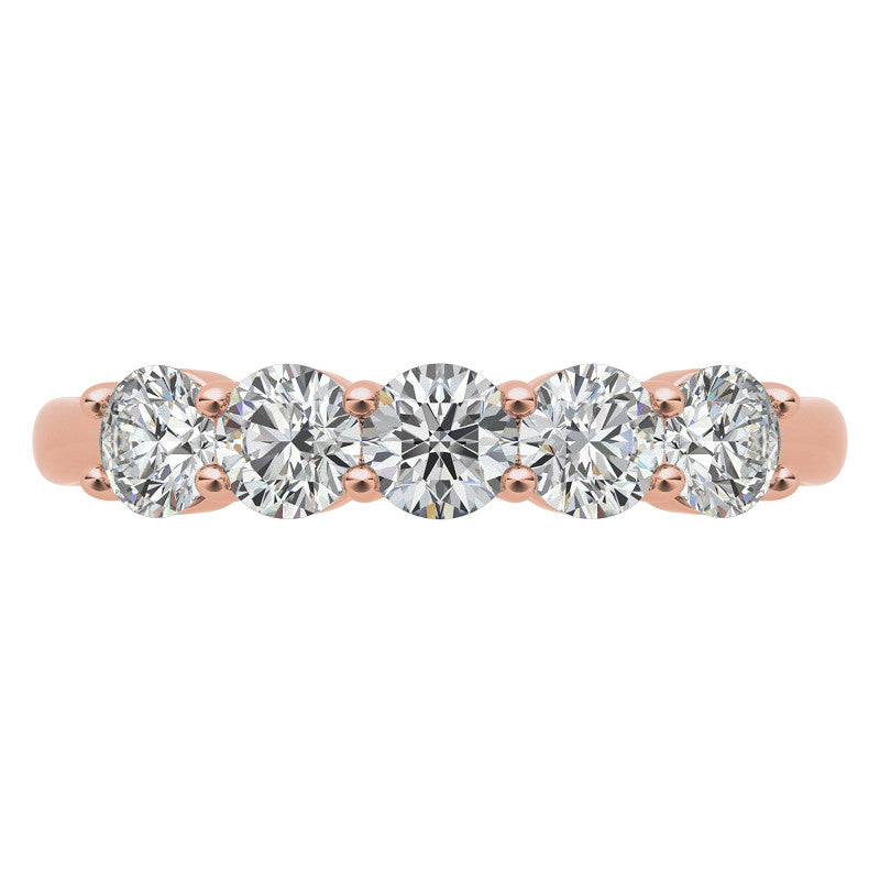 5-Stone Round Brilliant Moissanite Shared-Prong Ring 3.5mm 0.75ct