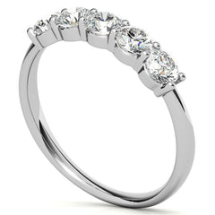 5-Stone Round Brilliant Moissanite Shared-Prong Ring 3.5mm 0.75ct