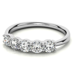 5-Stone Round Brilliant Moissanite Shared-Prong Ring 3.5mm 0.75ct