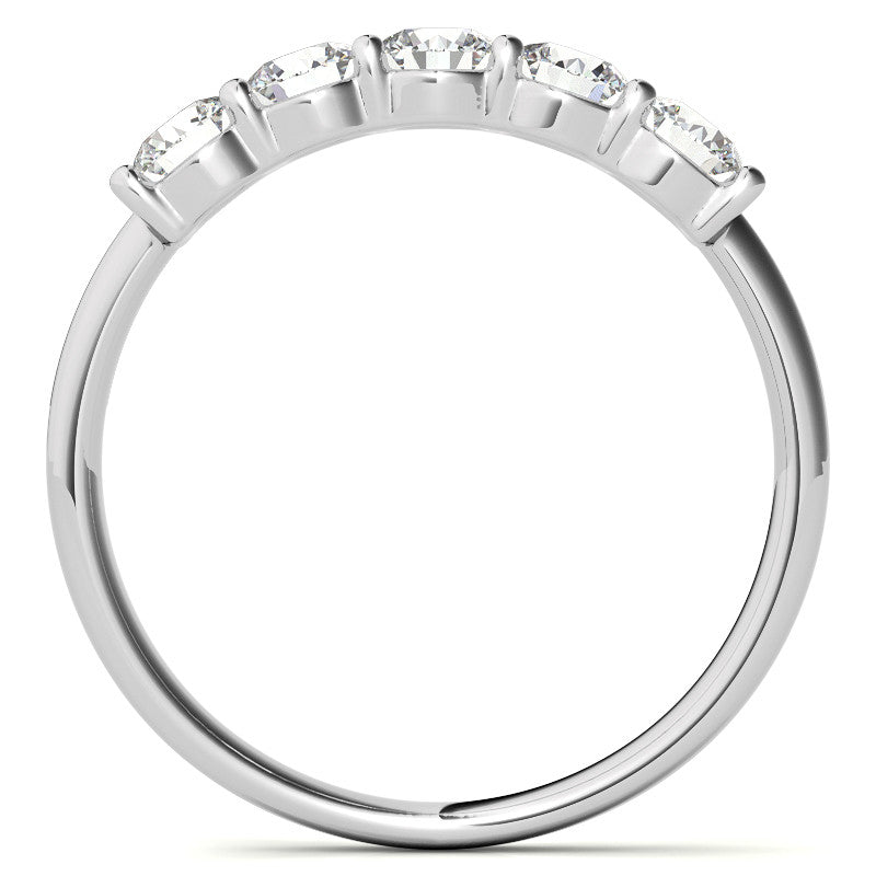 5-Stone Round Brilliant Moissanite Shared-Prong Ring 3.5mm 0.75ct
