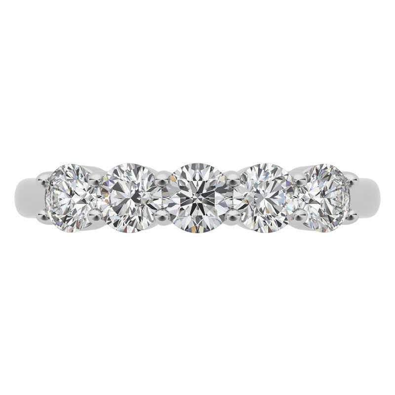 5-Stone Round Brilliant Moissanite Shared-Prong Ring 3.5mm 0.75ct