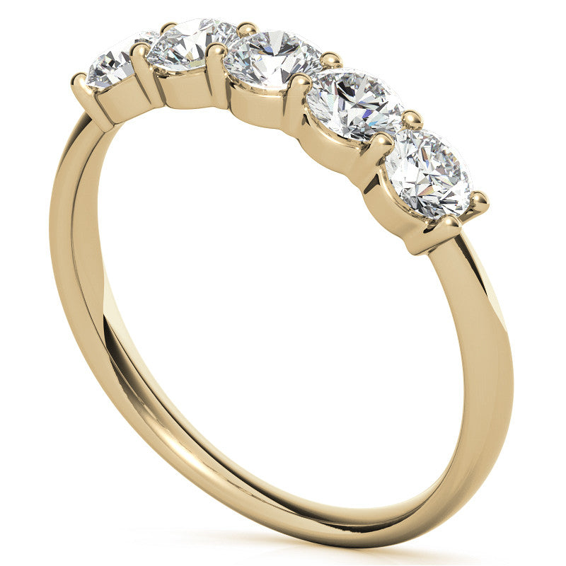 5-Stone Round Brilliant Moissanite Shared-Prong Ring 3.5mm 0.75ct