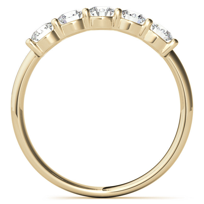 5-Stone Round Brilliant Moissanite Shared-Prong Ring 3.5mm 0.75ct