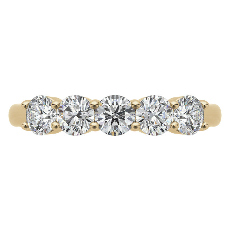 5-Stone Round Brilliant Moissanite Shared-Prong Ring 3.5mm 0.75ct