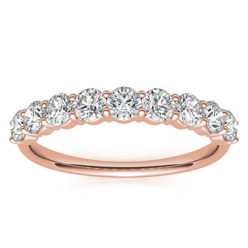 9-Stone Round Brilliant Moissanite Shared-Prong Ring 3mm 0.90ct