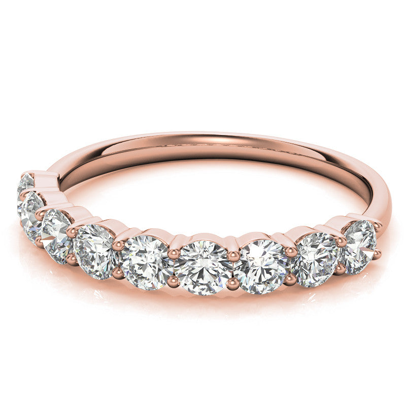 9-Stone Round Brilliant Moissanite Shared-Prong Ring 3mm 0.90ct