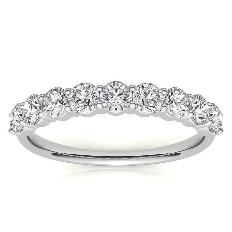 9-Stone Round Brilliant Moissanite Shared-Prong Ring 3mm 0.90ct