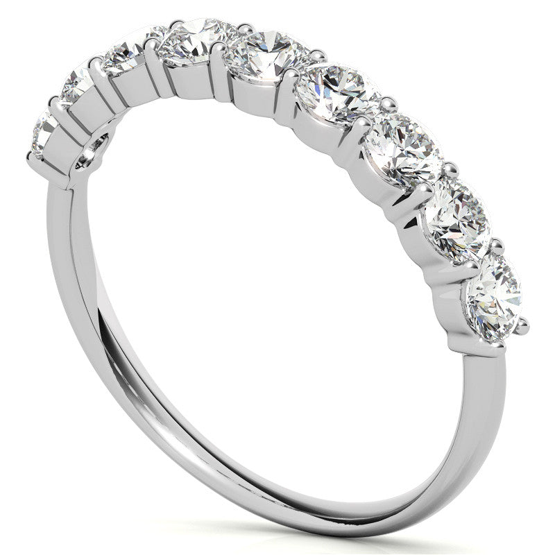 9-Stone Round Brilliant Moissanite Shared-Prong Ring 3mm 0.90ct