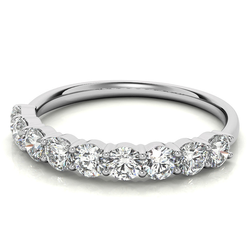 9-Stone Round Brilliant Moissanite Shared-Prong Ring 3mm 0.90ct