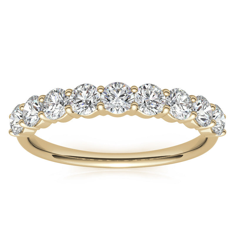 9-Stone Round Brilliant Moissanite Shared-Prong Ring 3mm 0.90ct