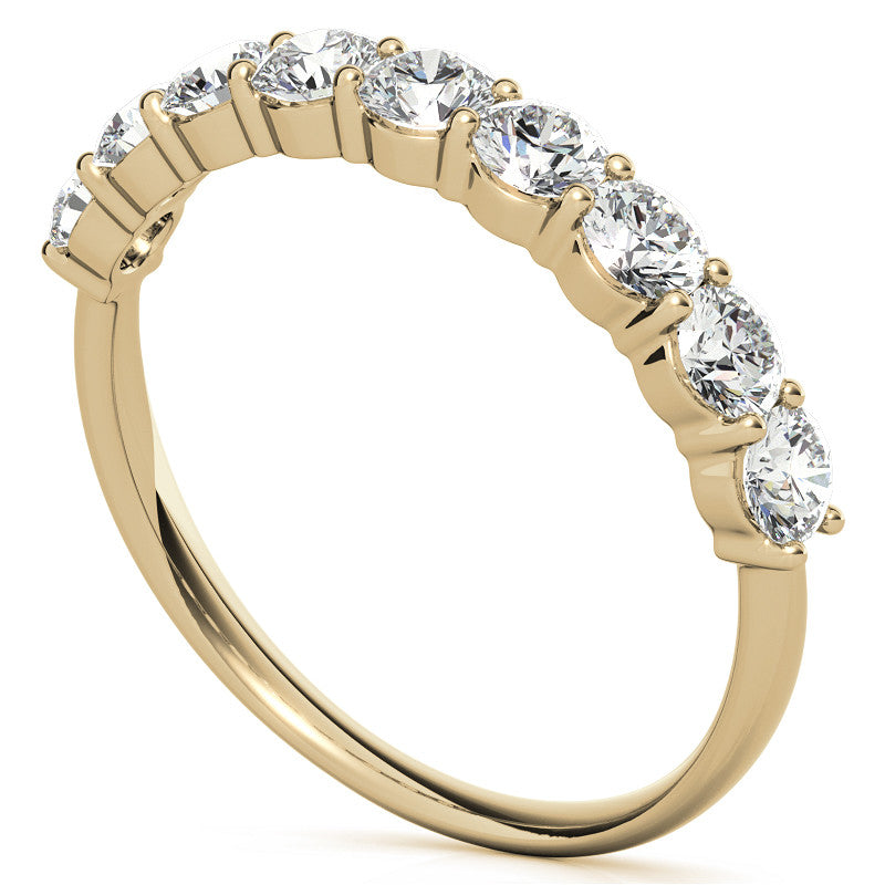 9-Stone Round Brilliant Moissanite Shared-Prong Ring 3mm 0.90ct
