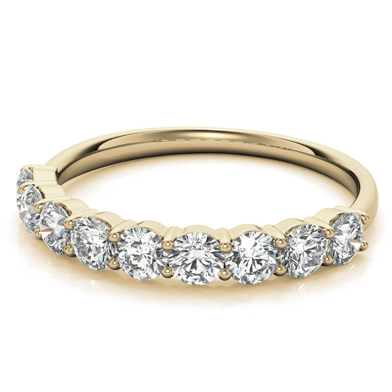 9-Stone Round Brilliant Moissanite Shared-Prong Ring 3mm 0.90ct