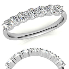 7-Stone Round Brilliant Moissanite Shared-Prong Ring 3mm 0.70ct