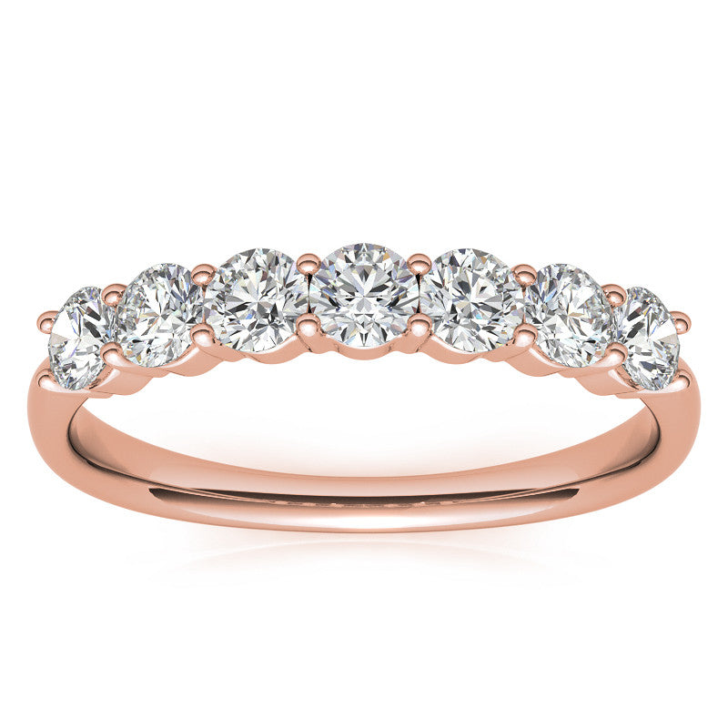 7-Stone Round Brilliant Moissanite Shared-Prong Ring 3mm 0.70ct