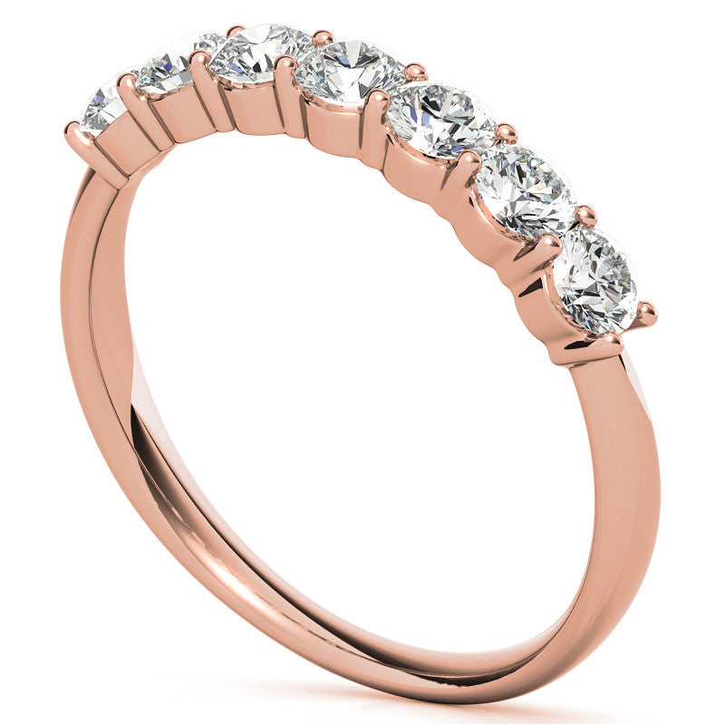 7-Stone Round Brilliant Moissanite Shared-Prong Ring 3mm 0.70ct