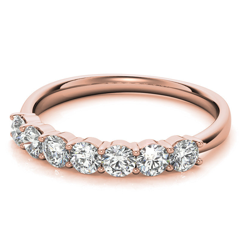 7-Stone Round Brilliant Moissanite Shared-Prong Ring 3mm 0.70ct