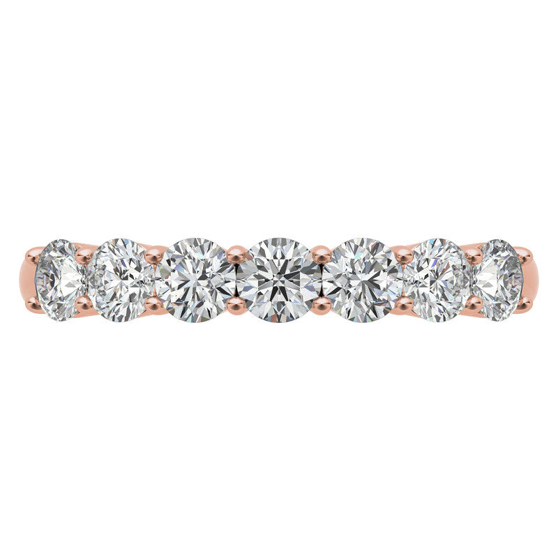 7-Stone Round Brilliant Moissanite Shared-Prong Ring 3mm 0.70ct