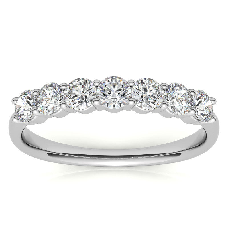 7-Stone Round Brilliant Moissanite Shared-Prong Ring 3mm 0.70ct