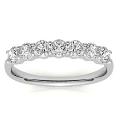 7-Stone Round Brilliant Moissanite Shared-Prong Ring 3mm 0.70ct