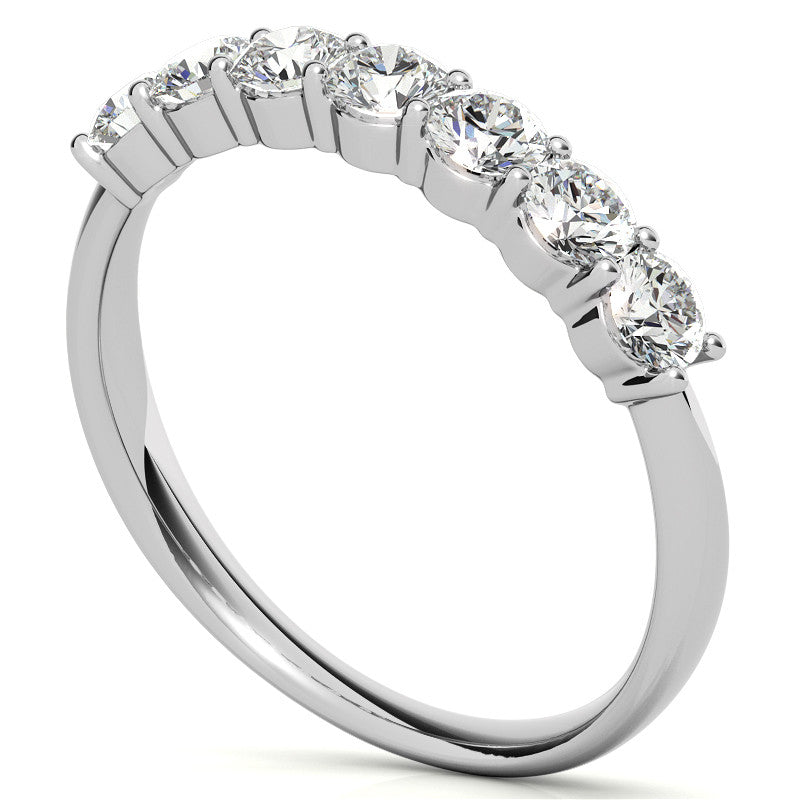 7-Stone Round Brilliant Moissanite Shared-Prong Ring 3mm 0.70ct