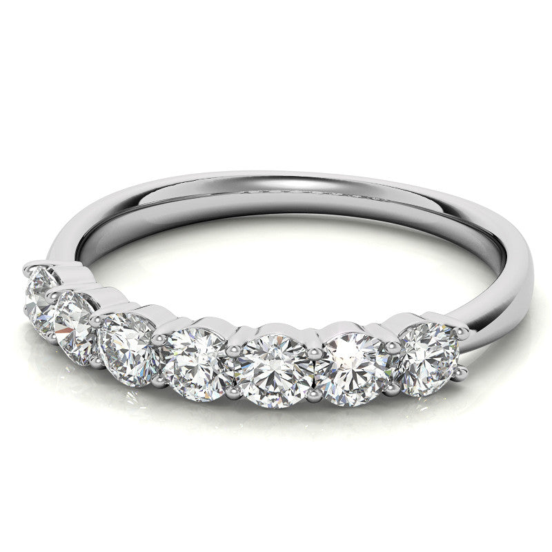 7-Stone Round Brilliant Moissanite Shared-Prong Ring 3mm 0.70ct