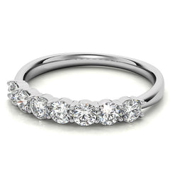 7-Stone Round Brilliant Moissanite Shared-Prong Ring 3mm 0.70ct