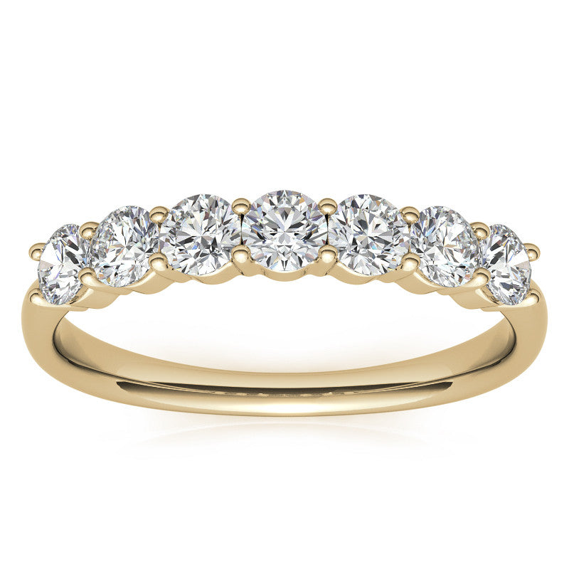 7-Stone Round Brilliant Moissanite Shared-Prong Ring 3mm 0.70ct