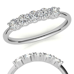 5-Stone Round Brilliant Moissanite Shared-Prong Ring 3mm 0.50ct