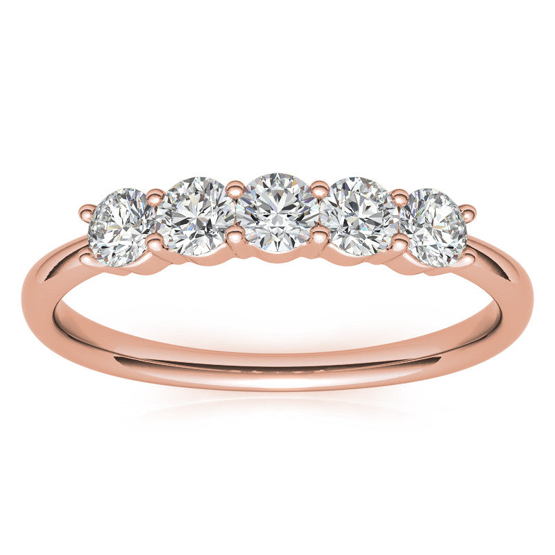 5-Stone Round Brilliant Moissanite Shared-Prong Ring 3mm 0.50ct