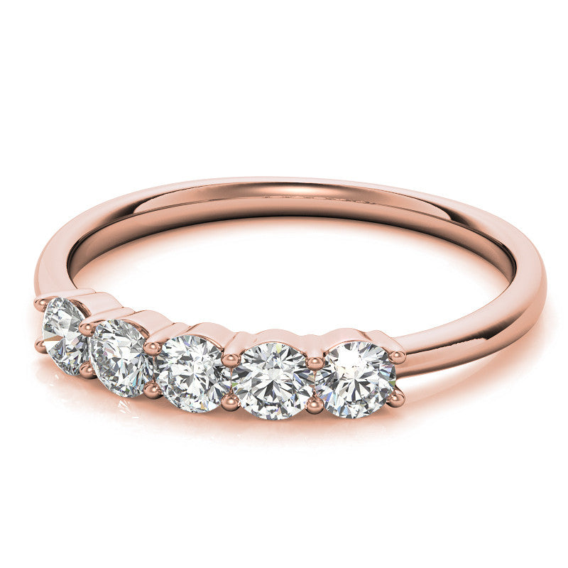 5-Stone Round Brilliant Moissanite Shared-Prong Ring 3mm 0.50ct