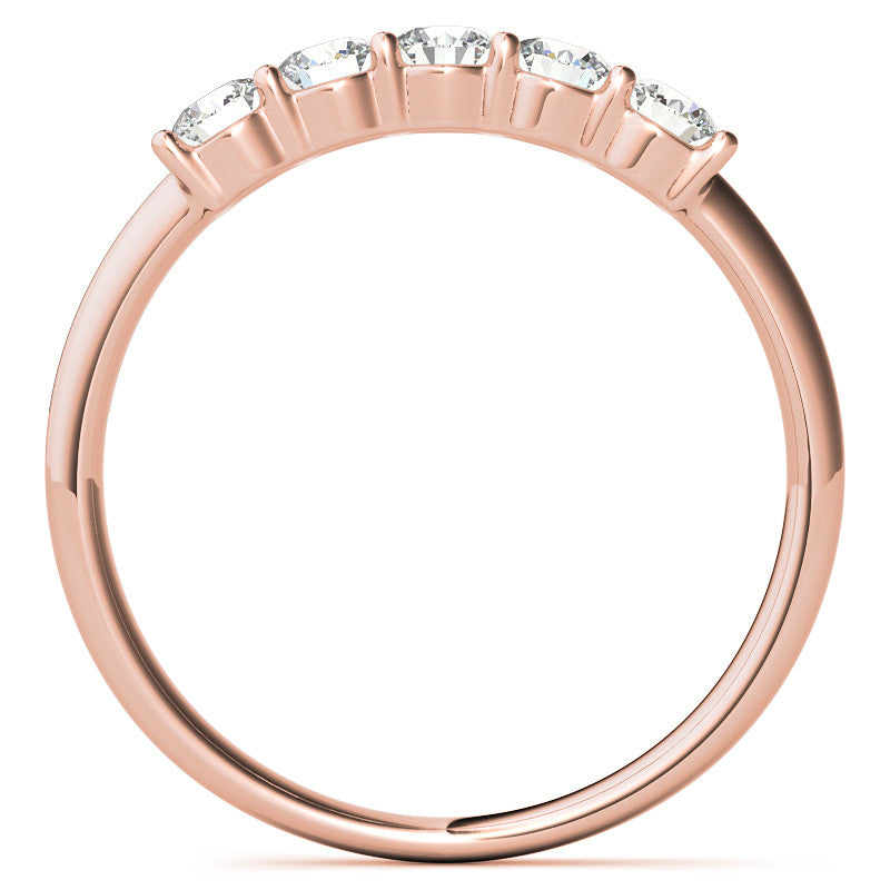 5-Stone Round Brilliant Moissanite Shared-Prong Ring 3mm 0.50ct