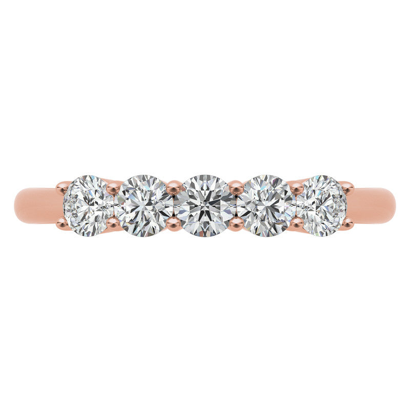 5-Stone Round Brilliant Moissanite Shared-Prong Ring 3mm 0.50ct