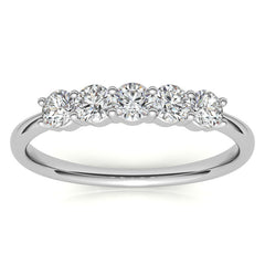 5-Stone Round Brilliant Moissanite Shared-Prong Ring 3mm 0.50ct