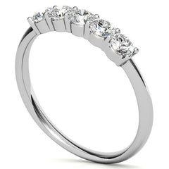 5-Stone Round Brilliant Moissanite Shared-Prong Ring 3mm 0.50ct