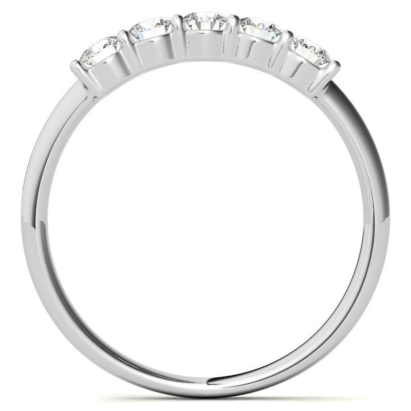 5-Stone Round Brilliant Moissanite Shared-Prong Ring 3mm 0.50ct