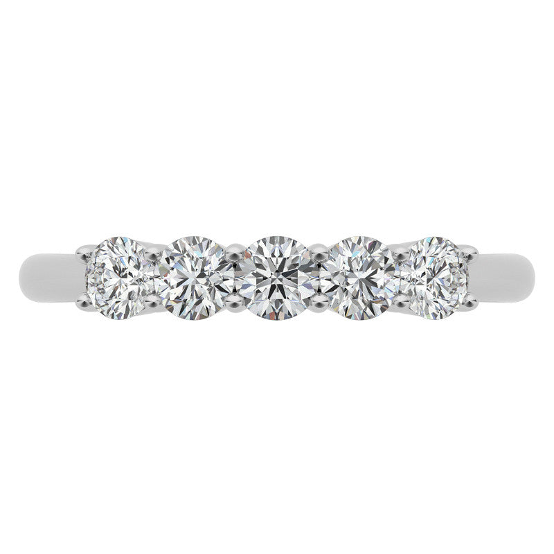 5-Stone Round Brilliant Moissanite Shared-Prong Ring 3mm 0.50ct