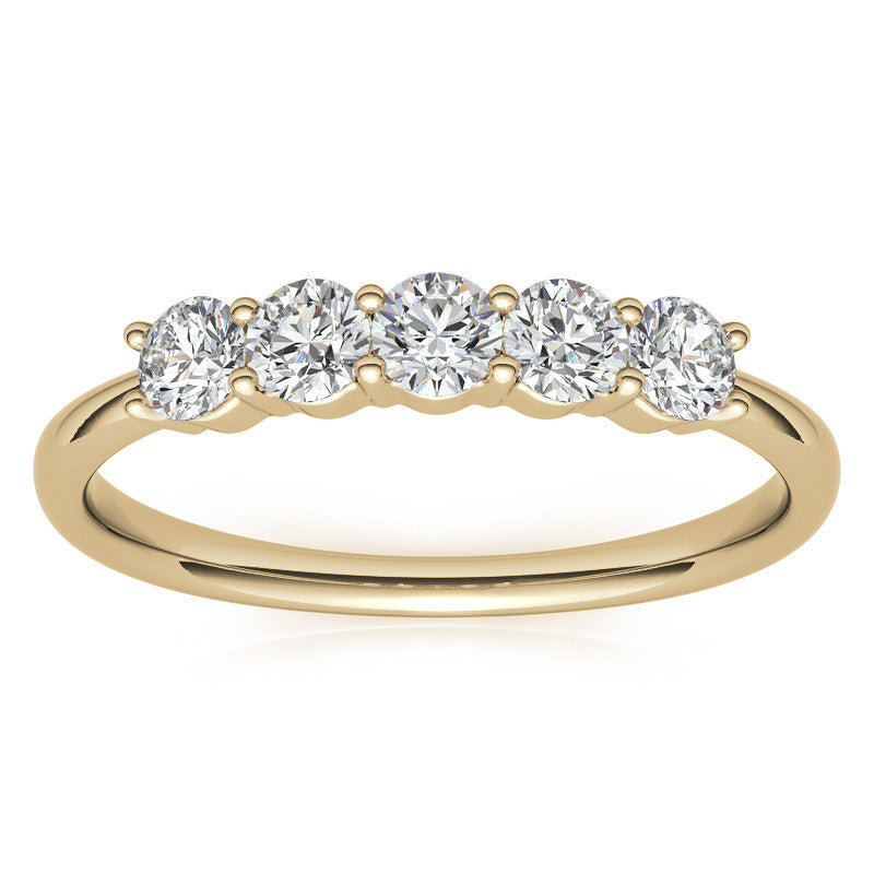 5-Stone Round Brilliant Moissanite Shared-Prong Ring 3mm 0.50ct
