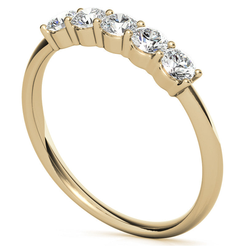 5-Stone Round Brilliant Moissanite Shared-Prong Ring 3mm 0.50ct